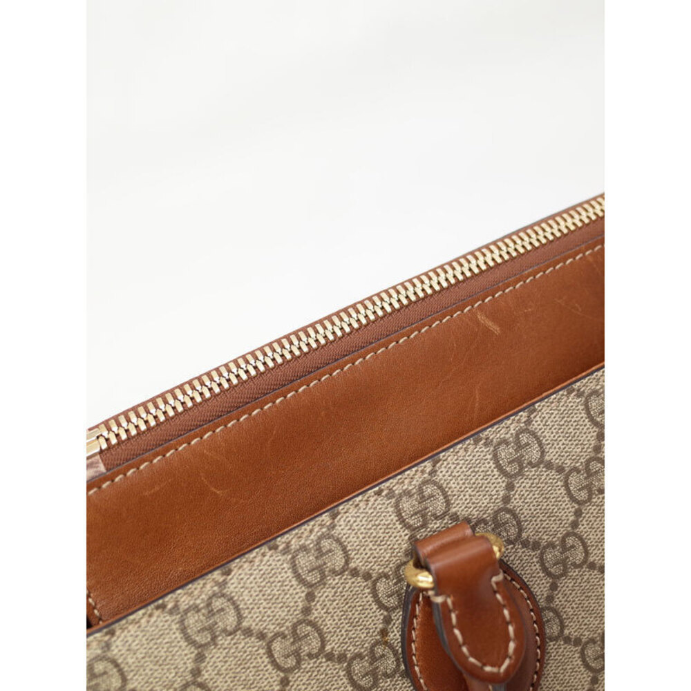 Gucci GG Supreme Monogram Moon Calfskin Zip Top 2way Tote Brown - Picture 5 of 9